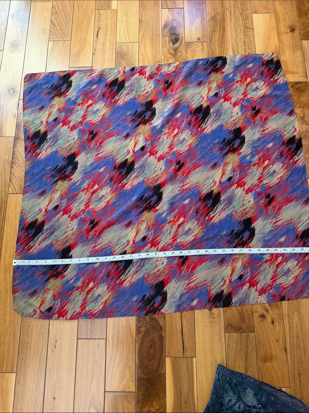 Abstract Brushstroke Fashion Scarf — Blue, Red & Black Accents
